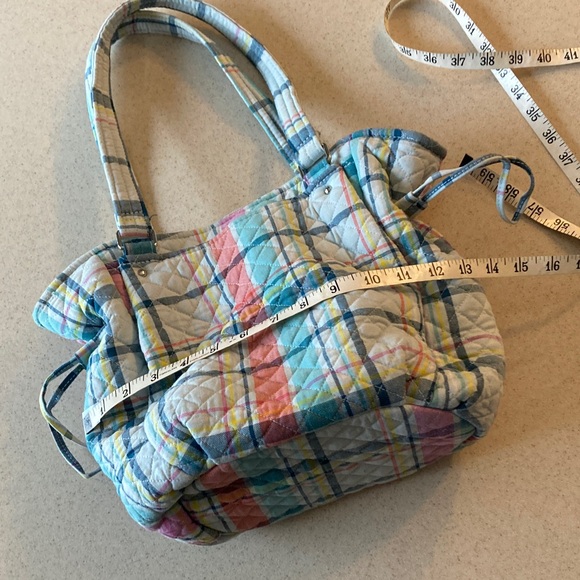 Vera Bradley Multicolor Quilted Satchel Shoulder Bag Pastel Plaid - Picture 7 of 15